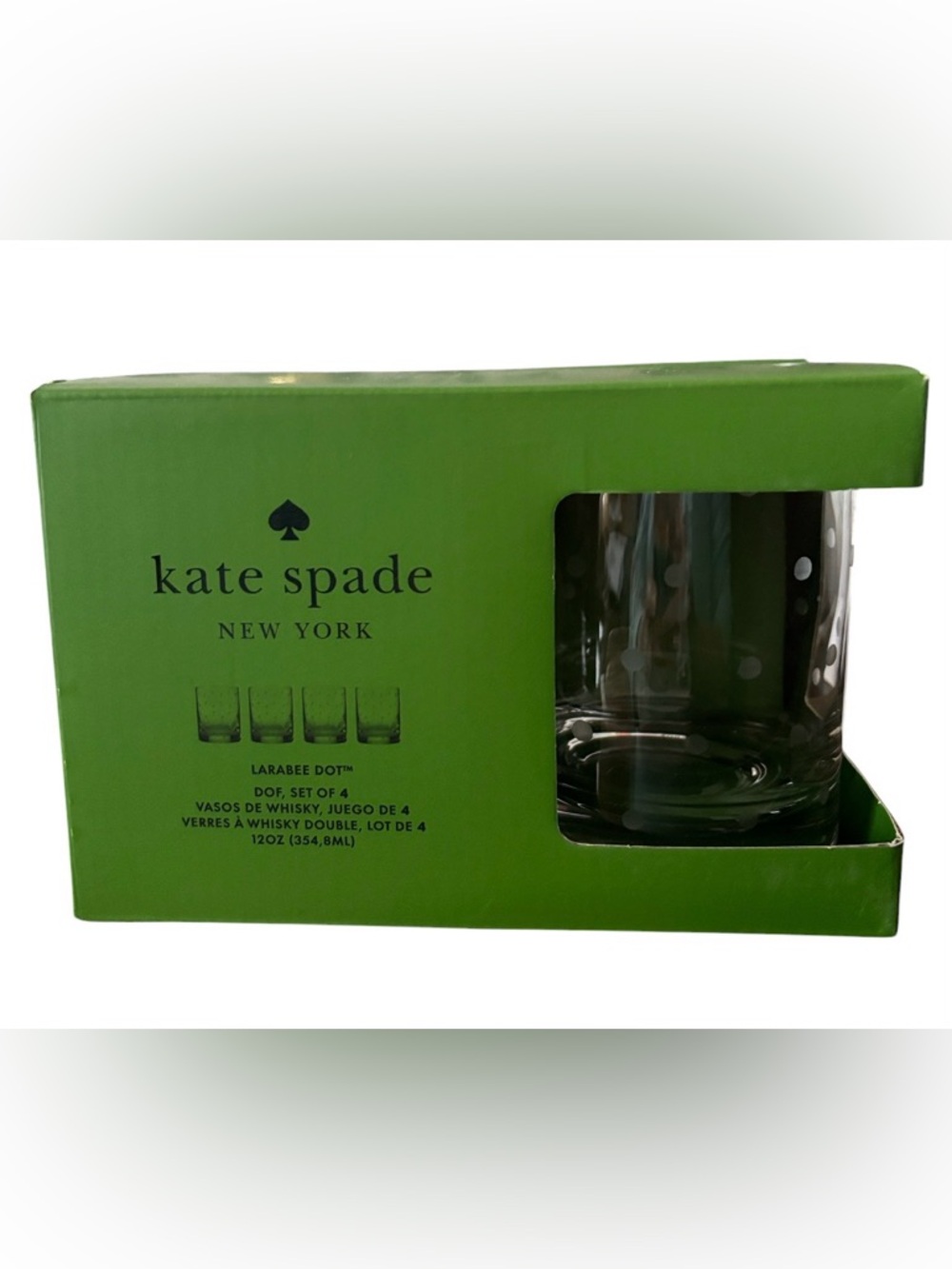 New KATE SPADE New York LENOX Larabee Dot 4-Piece 12oz Drinkware Set
